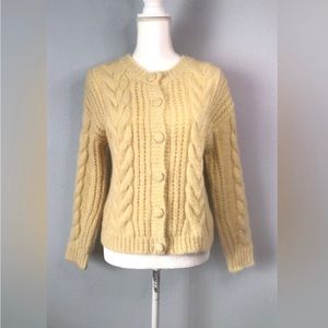 Hyfve yellow cable knit cardigan